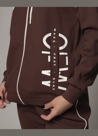 Костюм с жилетом коричневый (жилет, кофта, брюки) Of White (305822746)