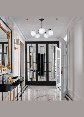 Чорна люстра з білих кульок на 5 ламп (52-F150-5 BK+WH) No Brand (370071788)