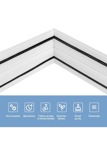 Плинтус РР самоклеящийся 2300х140х4мм Белый с черной полоской (D) SW-00001810 Sticker Wall (357207347)