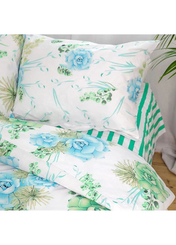 Полуторний комплект постільної білизни з наволочками 50*70 см, 120 гр/м2 Романс Білий з блакитним (16090150215) ТЕП (364183119)