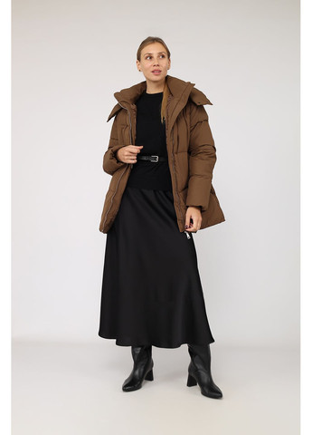 Коричнева зимня куртка коротка жіноча колір коричневий цб-00279714 Yuki