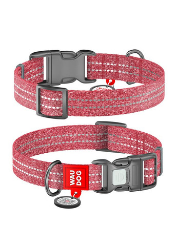 Ошейник Re-cotton с QR паспортом, восстановленный хлопок, пластиковая пряжка (ширина 15 мм, длина 25-35 см) красный WAUDOG (322002781)