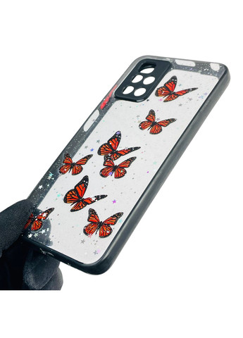 Чехол для Redmi 10 (4G) с блёстками с бабочками на сяоми редми 10 4г черный Xiaomi (366389699)