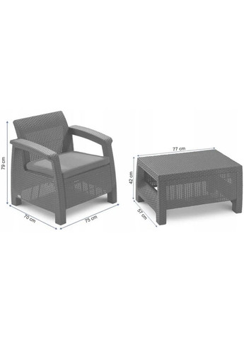 Комплект садових меблів Corfu II Weekend Set 2 крісла + 1 стіл графіт 223250 Keter (317308448)