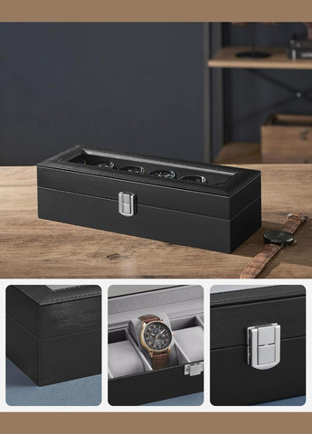 Коробка, кейс, футляр, шкатулка для хранения часов 6 штук (Сера) SONGMICS (332987697)