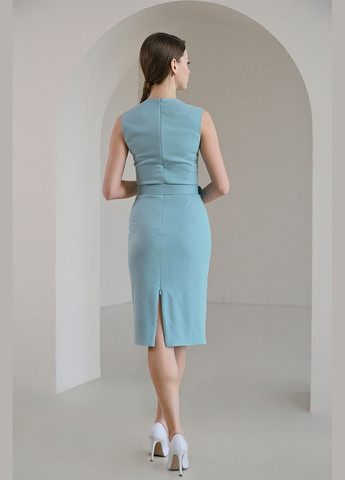 М'ятна ділова ділова елегантна сукня міді в м'ятному кольорі футляр Nai Lu-na by Anastasiia Ivanova однотонна