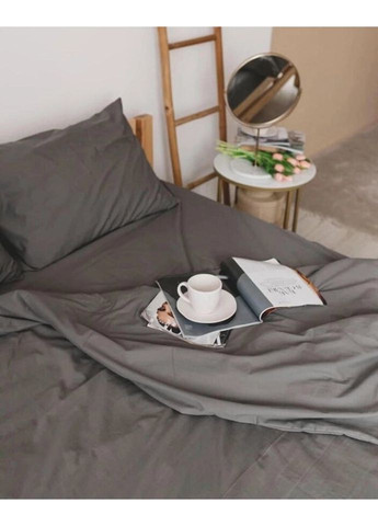 Постільна білизна євро Home Варена бавовна 20470 200х220 см темно-сіра DUSHKA (327790797)