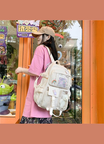 Рюкзак 10455 мужской женский детский школьный портфель белый молочный No Brand (326487668)