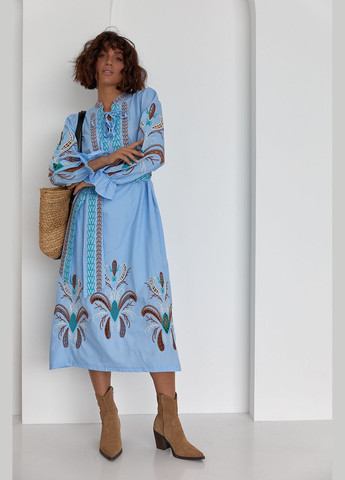 Блакитний зимній жіноча вишита сукня жито блакитна ESQ 4499