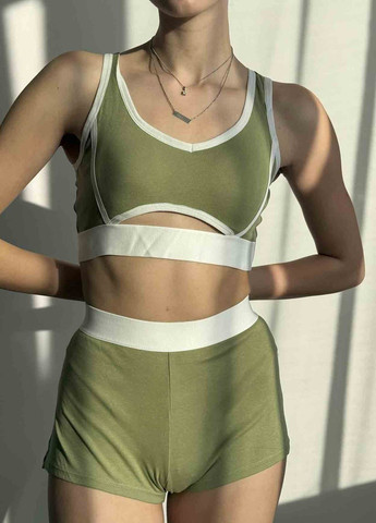 Зеленый демисезонный хлопковый спортивный комплект коллекции «тонкость» VIDCHUY