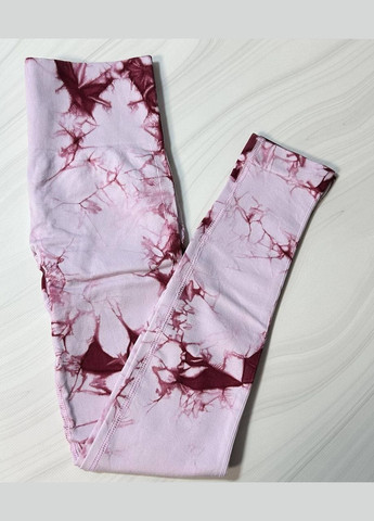 Светло-розовые женские спортивные леггинсы (лосины) тай-дай для фитнеса и йоги No Brand