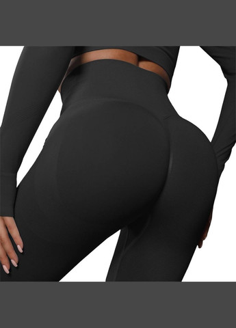 Женские спортивные лосины с эффектом пуш ап черные No Brand Лосини з ефектом пуш ап (315729417)