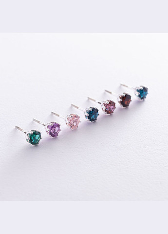 Серебряные серьги - пусеты (синт. пироп) 122822 Oniks (264022476)