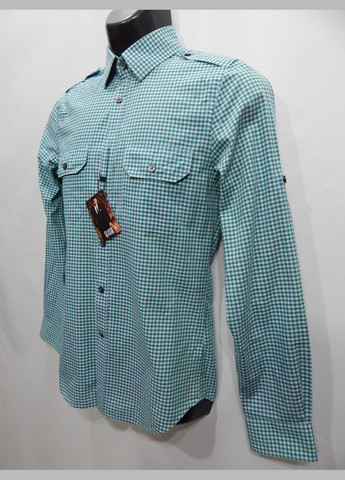 Зеленая кэжуал рубашка в клетку No Brand