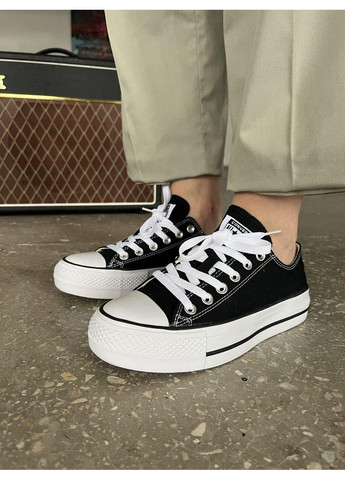 Черные демисезонные кеды мужские converse chuck taylor all star platform black white конверс No Brand