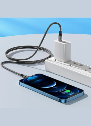 Кабель X14 TypeC to iP 3A, 20W, 3m, nylon, aluminum connectors, Black Hoco (301426549)