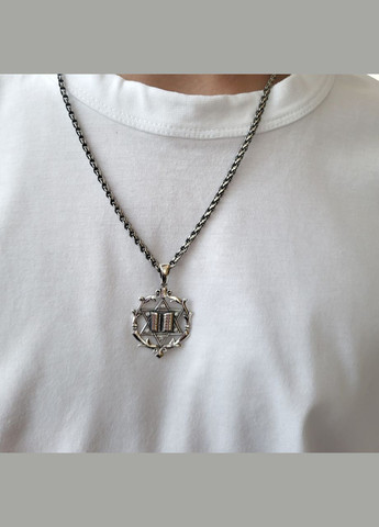 Срібна підвіска оберіг амулет Тора та Зірка Давида у каменях срібло 925 проби Чорнене (АРТ.38084ч) 3.80г No Brand (306743355)