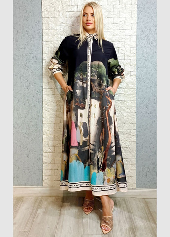 Чорна повсякденний, кежуал сукня а-силует New Collection з абстрактним візерунком