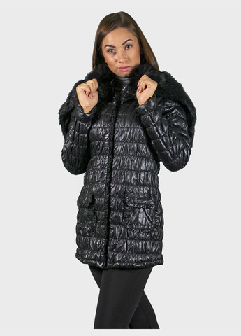 Черная демисезонная куртка женская длинная fv-111467 черный Forza Viva