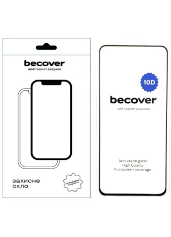 Защитное стекло 10D для Realme 12 4G Black (712341) BeCover (332196418)