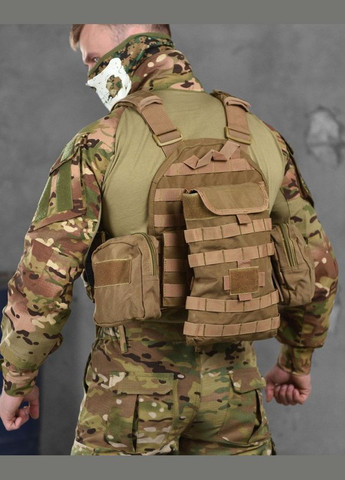 Тактична плитоноска з підсумками із системою Molle койот No Brand (316220559)