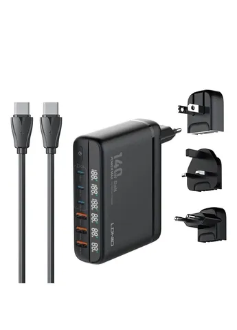 Мережевий Зарядний Пристрій A6140C 3USB/3USB-C GAN (100W+40W)140W LED Display 1.5m Ldnio (337995287)