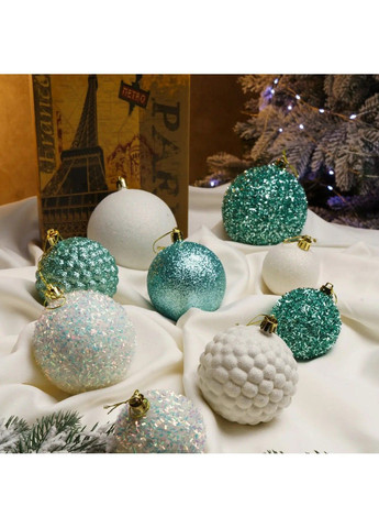 Набір новорічних куль "Блиск" 40 шт. Подарунковий набір ялинкових кульок - М'ята Xatynka (363262582)