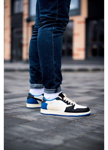 КРОССОВКИ ЖЕНСКИЕ NIKE AIR JORDAN 1 LOW TRAVIS SCOTT X FRAGMENT НАЙК АИР ДЖОРДАН No Brand белые демисезоны (369387843)