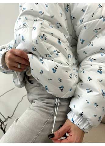 Белая демисезонная куртка flower, цвет белый Fashion