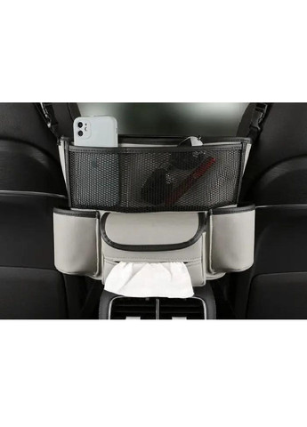 Органайзер накидка полочка с бортиками карманами между сидений в салон машины автомобиля экокожа (476998-Prob) Светло-серый Unbranded (293242102)