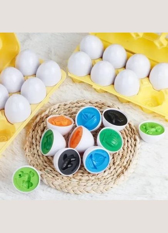 Розвиваюча іграшка-сортер яйця LB895 Сортувальні яйця для моторики монтессорі 12 шт в лотку Транспорт Fun Game (327797074)