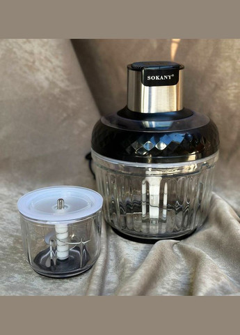 Блендер подрібнювач SK-06008 набір 2в1 блендерний подрібнювач 2 швидкості Серебристий 800 Вт Sokany (317433674)