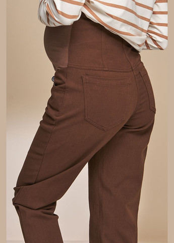 Коричневі штани для вагітних Mom з трикотажним животиком Юла мама (283250462)