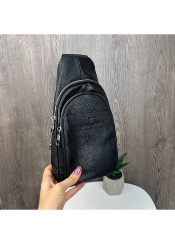 Мужская бананка из натуральной кожи черная стильная сумка для повседневного использования сумка-слинг ProDobro (363221124)