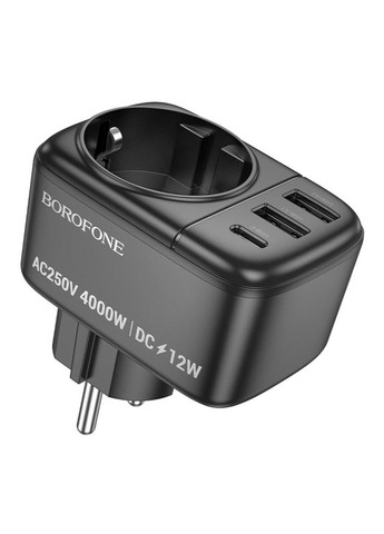 Мережевий фільтр BAC14 Wide 1-socket wall outlet (1C2A) (EU/GER) Black Borofone (335807098)