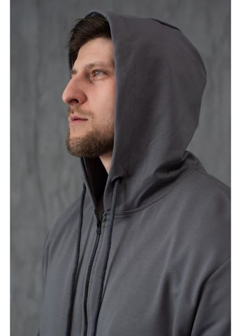Толстовка чоловіча однотонна капюшон блискавка кармани М сіра Dias (363053843)