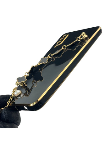 Чохол для телефона Galaxy A50s (SM-A507F) жіночій із ремінцем з прикрасами та золотою окантовкою на самсунг а50с чорний gs1 Samsung (366227824)