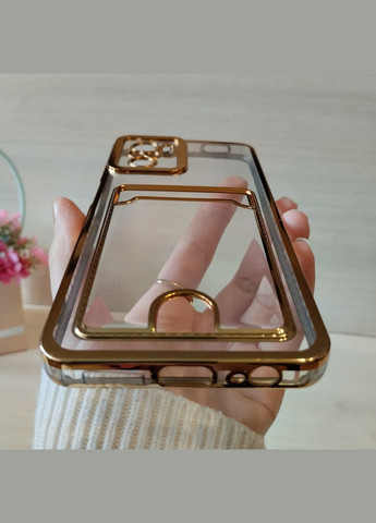 Чохол на xiaomi redmi Note 10 4g / Note 10s силіконовий жіночий із золотистою рамкою та кишенею під картки No Brand (311221905)