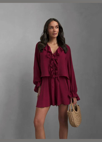 Жіночий костюм кольору бургунді No Brand (335076288)