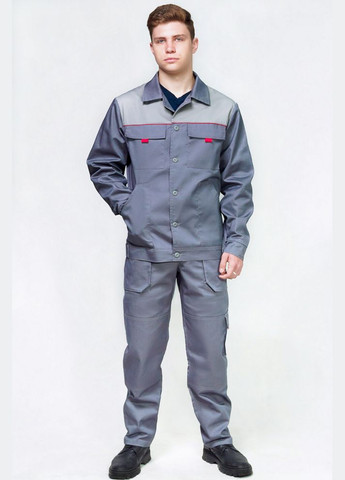 Серый демисезонный костюм рабочий (штаны+куртка) саржа, серый, 182/188см брючный ProsPerous чоловіча