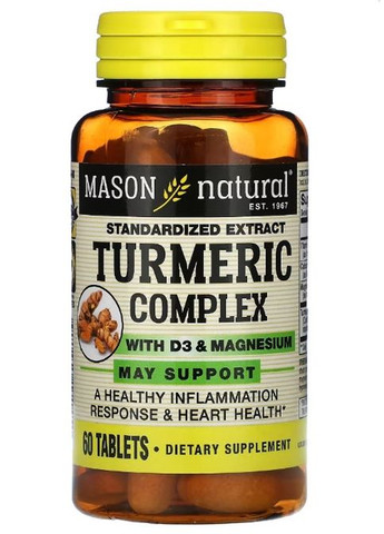 Turmeric Complex With Vitamin D3 & Magnesium 60 Tabs Mason Natural (291848650)