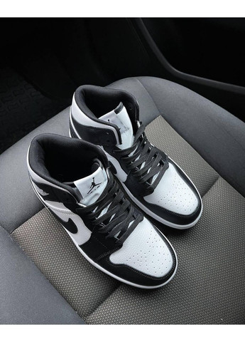 КРОССОВКИ ЖЕНСКИЕ NIKE AIR JORDAN 1 RETRO HIGH BLACK WHITE LOGO НАЙК АИР ДЖОРДАН No Brand чёрные демисезоны (369391692)