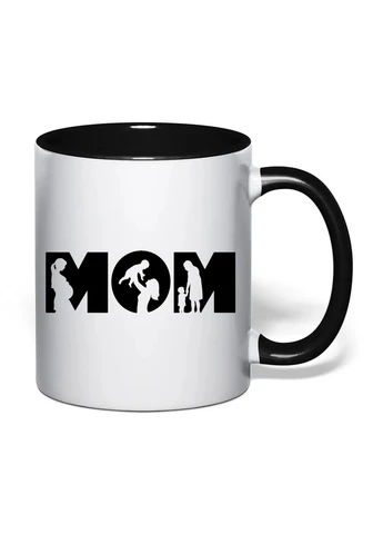 Чашка с печатью "MOM (мама)" 330 мл (цвет чёрный) (41665) No Brand (393578808)