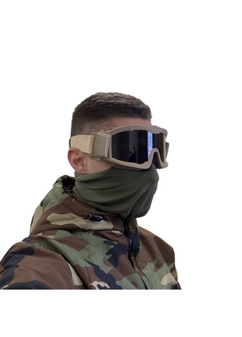 Тактична захисна маска з лінзами товщиною 3 мм Койот(сертифікація ANSI Z87.1) Daisy (329741388)