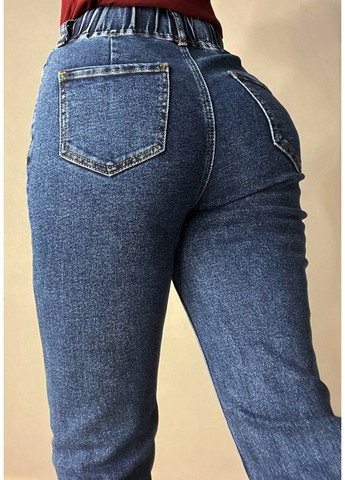 Джинси жіночі 8023 MOM STRAIGHT jeans comfort рівні стрейчеві талія на резинці шнурок сині Vanver - (323886747)
