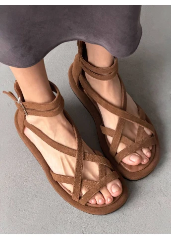 Рыжие трендовые босоножки No Brand
