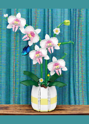Конструктор квітка Орхідея на 616 деталей блочний пластиковий різнокольоровий No Brand (328262706)