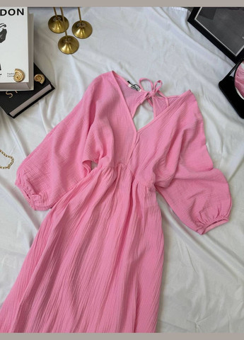 Рожева повсякденний жіноча сукня з мусліну з відкритою спинкою Avanti однотонна