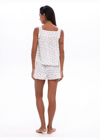 Комбинированная всесезон комплект для сна из батиста майка на пуговицах и шорты, цветочный принт майка + шорты German Volf