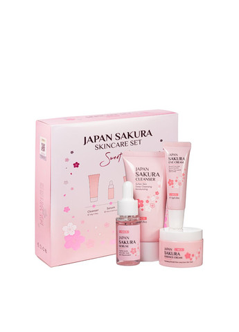 Набір косметики для шкіри обличчя Japan Sakura зволожуючий омолоджуючий, 4 продукти Laikou (300676905)